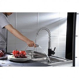 Black Body Pull Out Spray Kitchen Sink Mixer Tap Swivel Spout Single Handle Chrome Finished