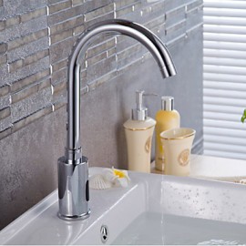 Brass Automatic Sensor Chrome Finish Bathroom Sink Faucet - Silver (4 X Aa / Ac 110V)