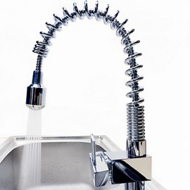 Brass Pull Down Kitchen Faucet With Color Changing Led Light - Spring