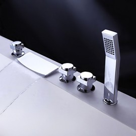 Brass Waterfall Tub Faucet With Hand Shower (Chrome Finish)