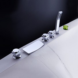 Brass Waterfall Tub Faucet With Hand Shower (Chrome Finish)