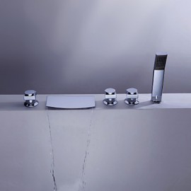 Brass Waterfall Tub Faucet With Hand Shower (Chrome Finish)