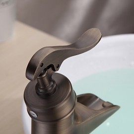 Centerset Antique Brass Finish Single Handle Ceramic Valve Bathroom Sink Faucet