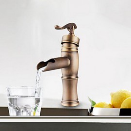 Centerset Antique Copper Finish Single Handle Brass Bathroom Sink Faucet