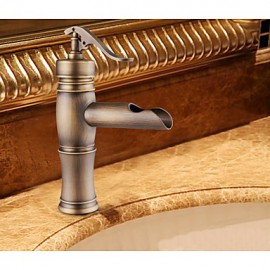 Centerset Antique Copper Finish Single Handle Brass Bathroom Sink Faucet