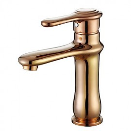 Centerset Antique Style Rose Gold Finish Brass One Hole Single Handle Bathroom Sink Faucet