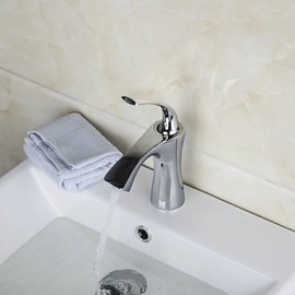 Centerset Single Handle Chrome-Plated Brass Bathroom Sink Faucet - Silver