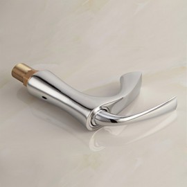 Centerset Single Handle Chrome-Plated Brass Bathroom Sink Faucet - Silver