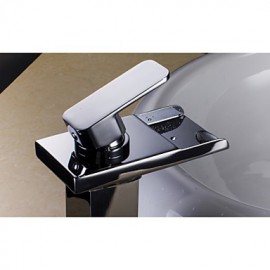 Charmingwater Contemporary Color Changing Led Waterfall Chrome Brass Bathroom Vessel Faucet