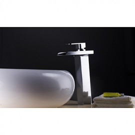 Charmingwater Contemporary Color Changing Led Waterfall Chrome Brass Bathroom Vessel Faucet