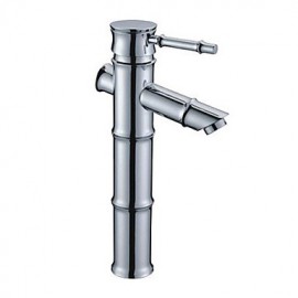 Chrome Finish Brass Bathroom Sink Faucet - Bamboo Shape Design