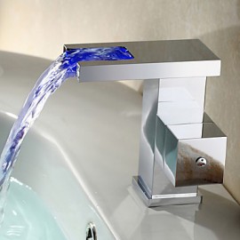 Chrome Finish Color Changing Led Bathroom Sink Faucet Single Handle Mixer Tap