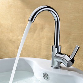 Chrome Finish Solid Brass Bathroom Sink Faucet