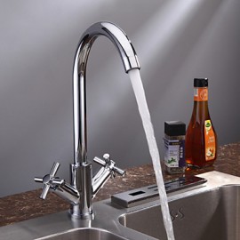 Chrome Finish Solid Brass Bathroom Sink Faucet (Tall)