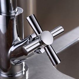 Chrome Finish Solid Brass Bathroom Sink Faucet (Tall)