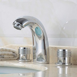 Chrome Polished Waterfall Widespread Bathroom Sink Faucet Three Holes Basin Mixer Tap Taps