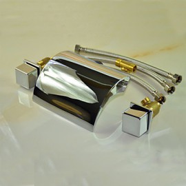 Color Changing Led Waterfall Chrome Finish Widespread Bathroom Sink Faucet