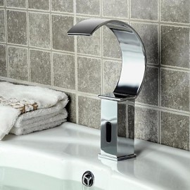 Contemporary Bathroom Sink Waterfall Automatic Faucet With Sensor