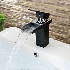 Contemporary Black Painting One Hole Single Handle Waterfall Bathroom Sink Faucet