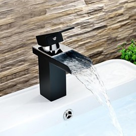 Contemporary Black Painting One Hole Single Handle Waterfall Bathroom Sink Faucet