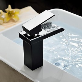 Contemporary Black Painting One Hole Single Handle Waterfall Bathroom Sink Faucet