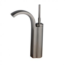 Contemporary Brass Bathroom Sink Faucet - Nickel Brushed Finish