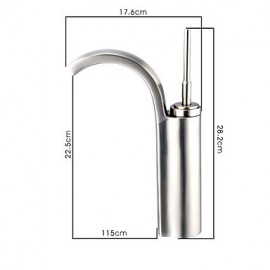 Contemporary Brass Bathroom Sink Faucet - Nickel Brushed Finish