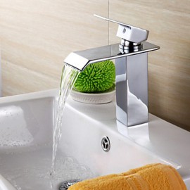 Contemporary Brass Waterfall Bathroom Faucet - Silver