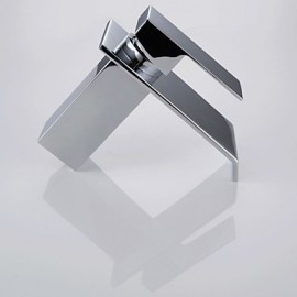 Contemporary Brass Waterfall Bathroom Faucet - Silver