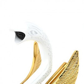 Contemporary Ceramic Body Shape Swan Bathroom Basin Mixer (Tall) - Gold+White