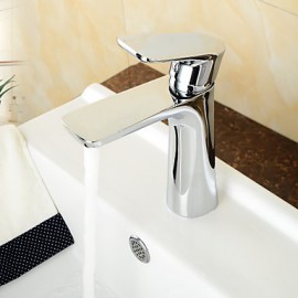 Contemporary Chrome Brass Hot And Cold Single Handle Bathroom Sink Faucet Basin Mixer
