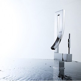 Contemporary Chrome Finish Brass One Hole Single Handle Bathroom Sink Faucet