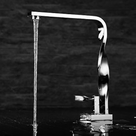 Contemporary Chrome Finish Brass One Hole Single Handle Bathroom Sink Faucet