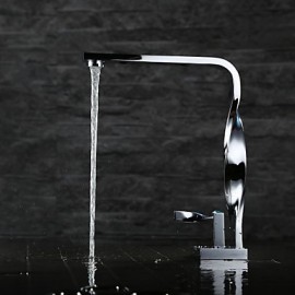 Contemporary Chrome Finish Brass One Hole Single Handle Bathroom Sink Faucet