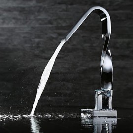 Contemporary Chrome Finish Brass One Hole Single Handle Bathroom Sink Faucet