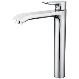 Contemporary Chrome Finish Brass One Hole Single Handle Bathroom Sink Faucet
