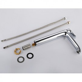 Contemporary Chrome Finish Brass One Hole Single Handle Bathroom Sink Faucet