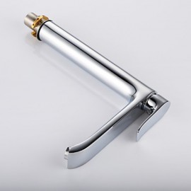 Contemporary Chrome Finish Brass One Hole Single Handle Bathroom Sink Faucet