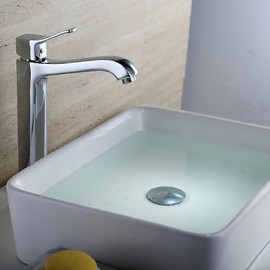 Contemporary Chrome Finish Brass One Hole Single Handle Bathroom Sink Faucet