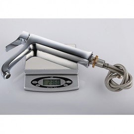 Contemporary Chrome Finish Brass One Hole Single Handle Bathroom Sink Faucet