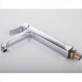 Contemporary Chrome Finish Brass One Hole Single Handle Bathroom Sink Faucet