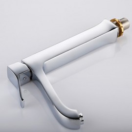 Contemporary Chrome Finish Brass One Hole Single Handle Bathroom Sink Faucet