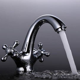 Contemporary Chrome Finish Brass One Hole Single Handle Bathroom Sink Faucet