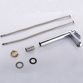 Contemporary Chrome Finish Brass One Hole Single Handle Bathroom Sink Faucet