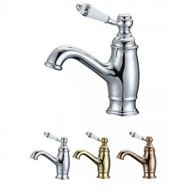 Contemporary Chrome Finish Brass One Hole Single Handle Bathroom Sink Faucet