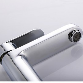 Contemporary Chrome Finish Brass One Hole Single Handle Bathroom Sink Faucet