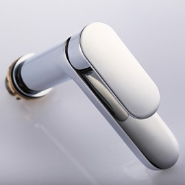 Contemporary Chrome Finish Brass One Hole Single Handle Bathroom Sink Faucet