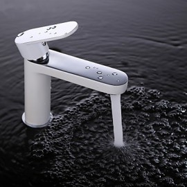 Contemporary Chrome Finish Brass One Hole Single Handle Bathroom Sink Faucet