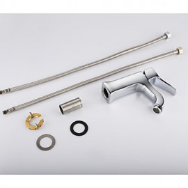 Contemporary Chrome Finish Brass One Hole Single Handle Bathroom Sink Faucet