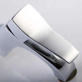 Contemporary Chrome Finish Brass One Hole Single Handle Bathroom Sink Faucet